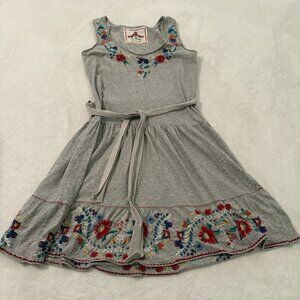 Johnny Was Gray Mini Dress with Colorful Embroidery S